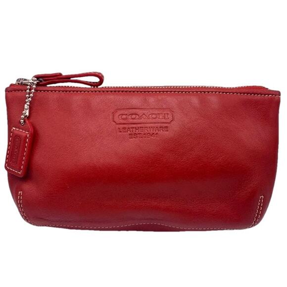 Vintage COACH Red Make-up Cosmetic Bag Pouch - Picture 1 of 7